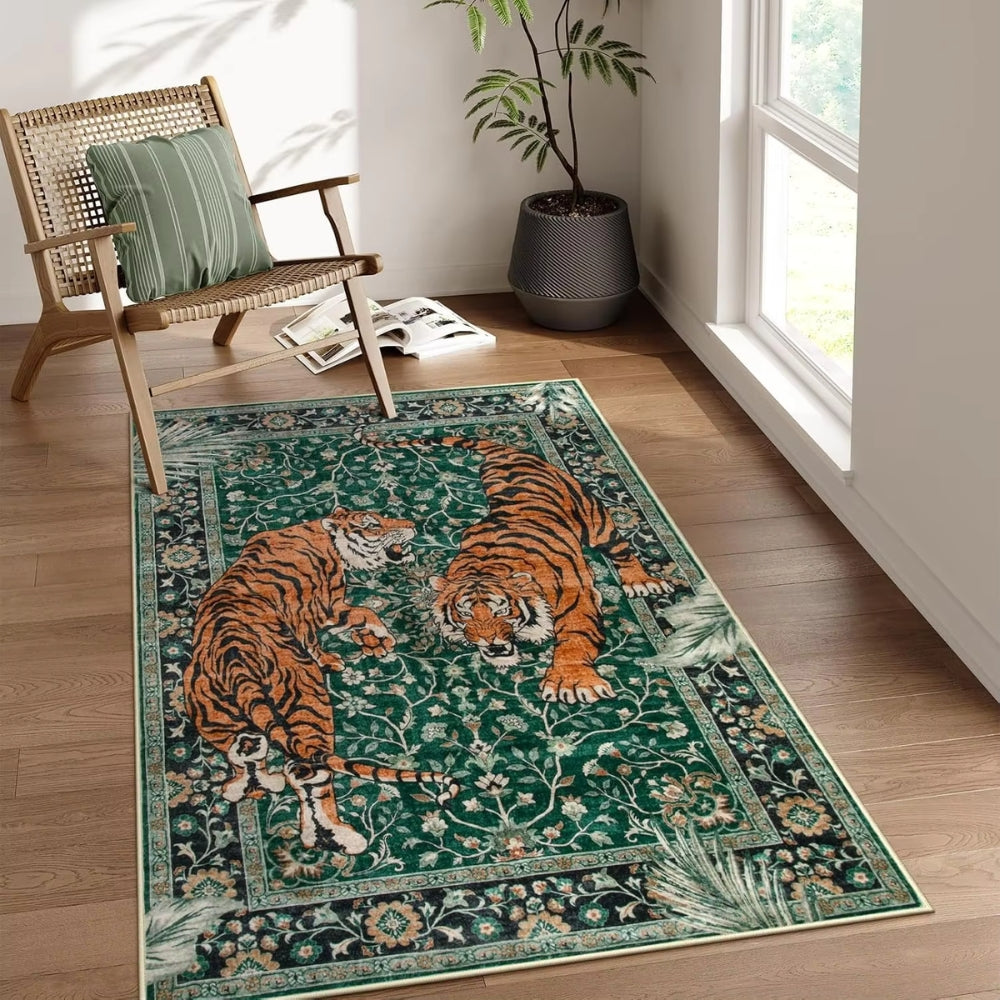 Bold Tiger Print Rug | Tiger Stripe Design with Striking Look