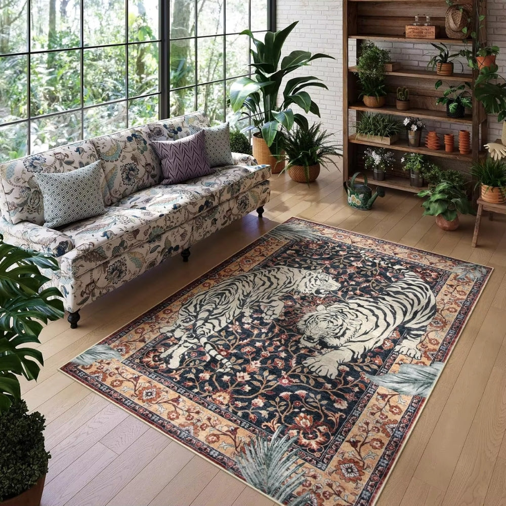 Bold Tiger Print Rug | Tiger Stripe Design with Striking Look