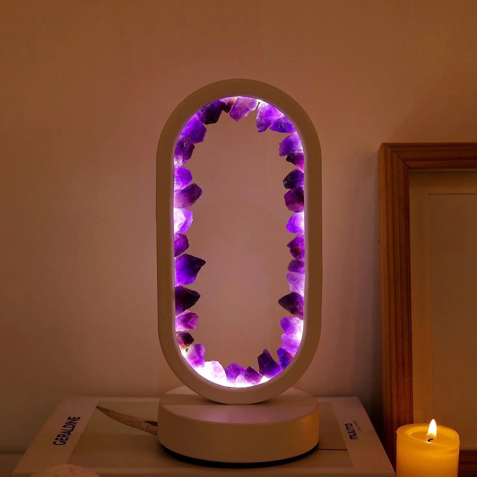 Natural Calming Amethyst Serenity Lamp | Bedside Relaxation Lamp