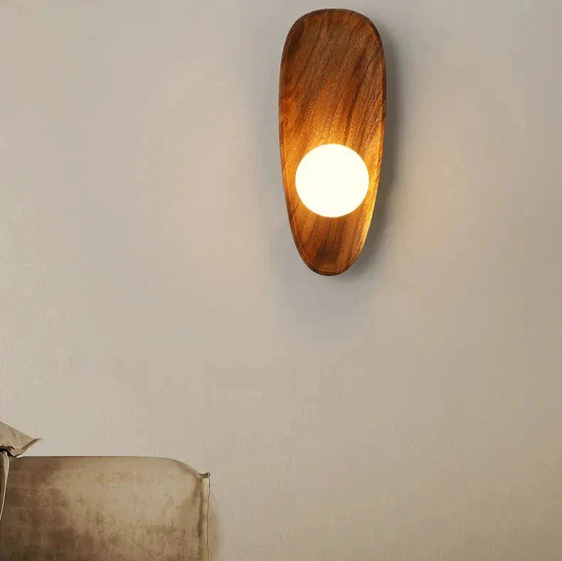 Wall Sconce in Solid Wood Base | Wall Mounted Lamp