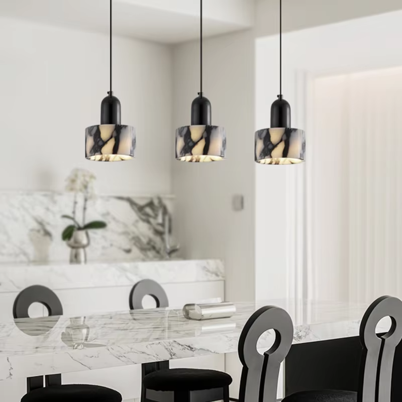 Sleek Black Marble Pendant Light | Timeless Design