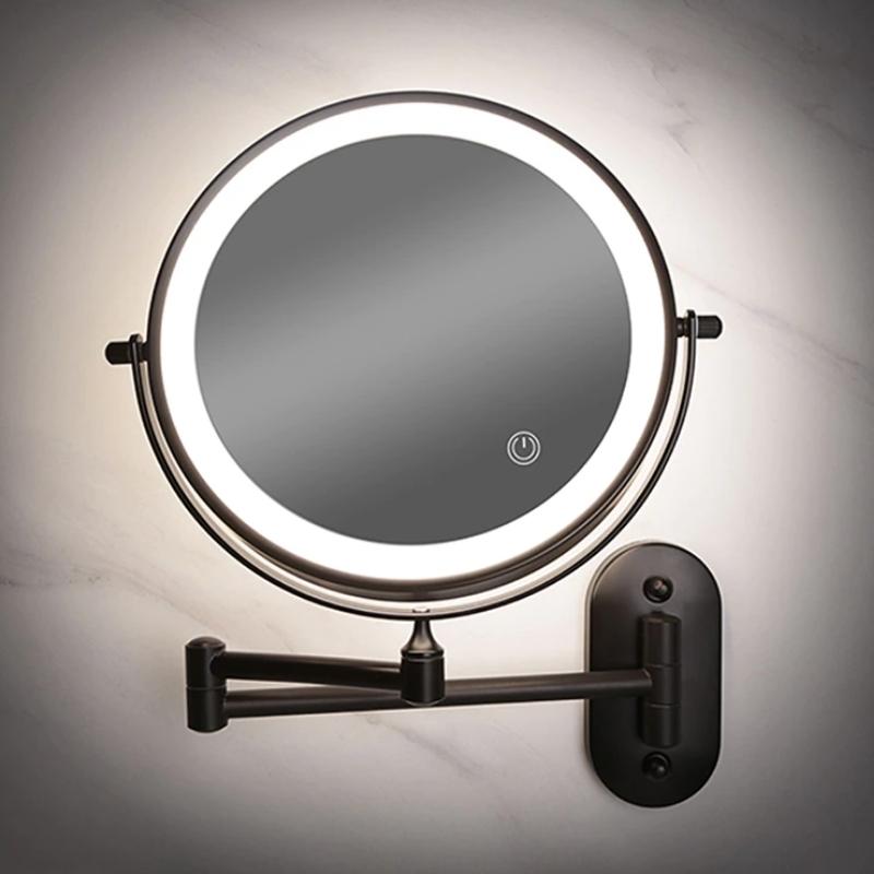 Black Rechargeable LED Makeup Mirror – Perfect for Bathroom Use - Atelier Dubois Paris