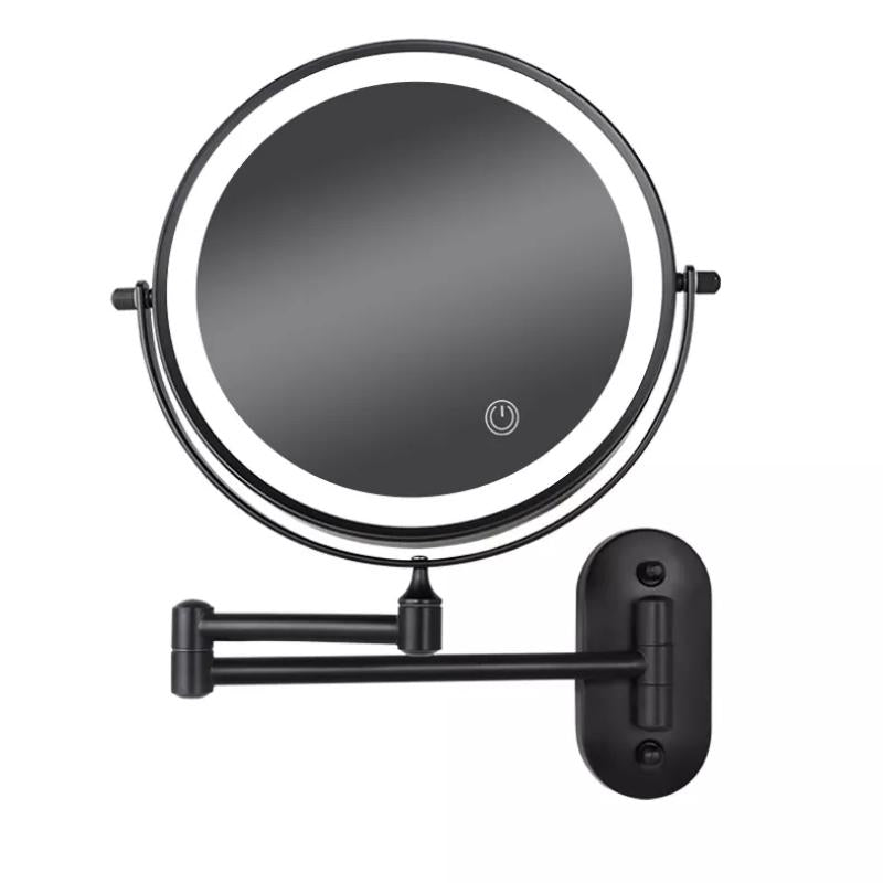 Black Rechargeable LED Makeup Mirror – Perfect for Bathroom Use - Atelier Dubois Paris