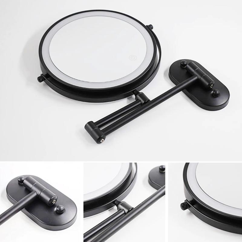 Black Rechargeable LED Makeup Mirror – Perfect for Bathroom Use - Atelier Dubois Paris