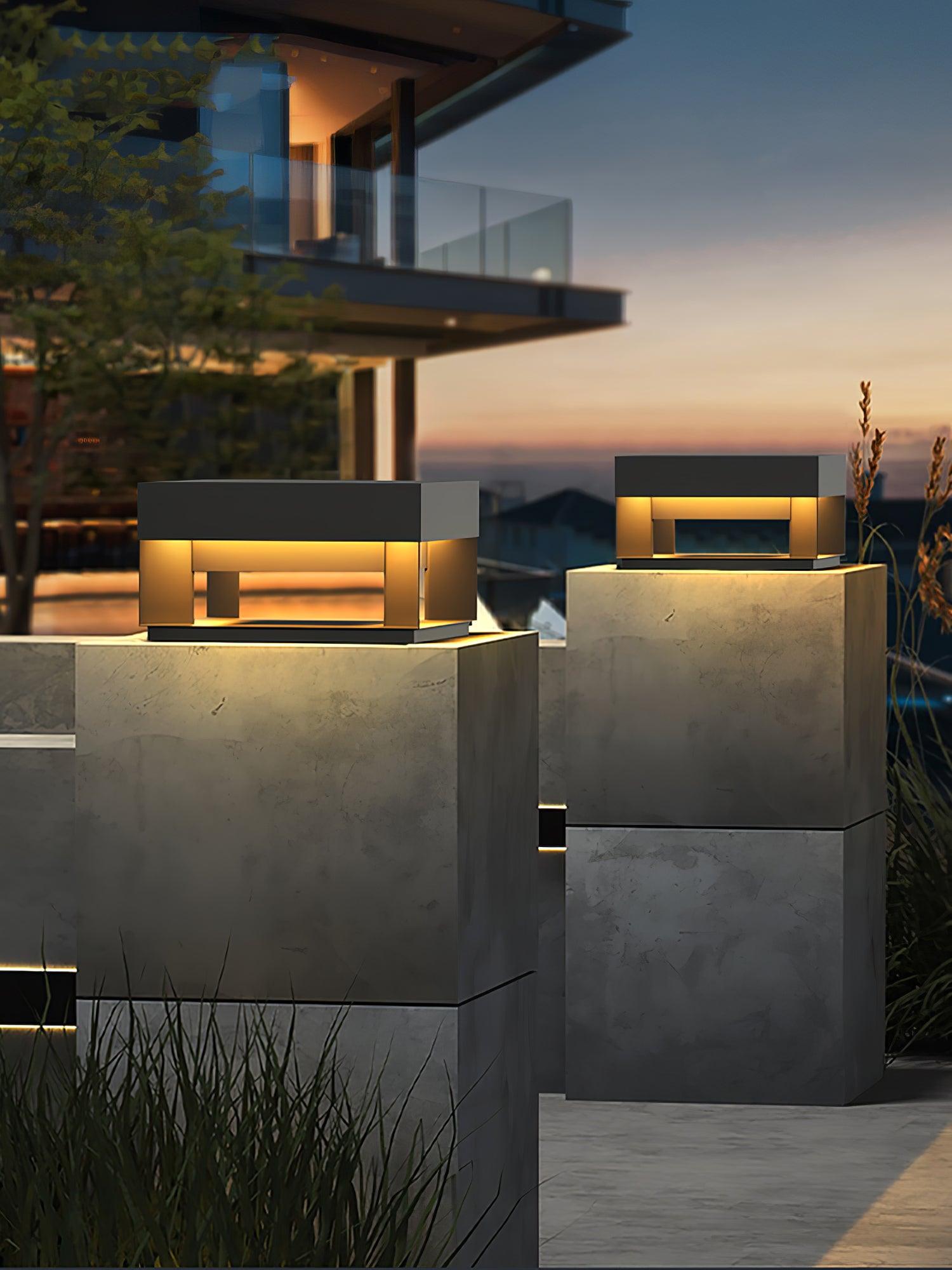 Matte Black Frame Solar Outdoor Post Light