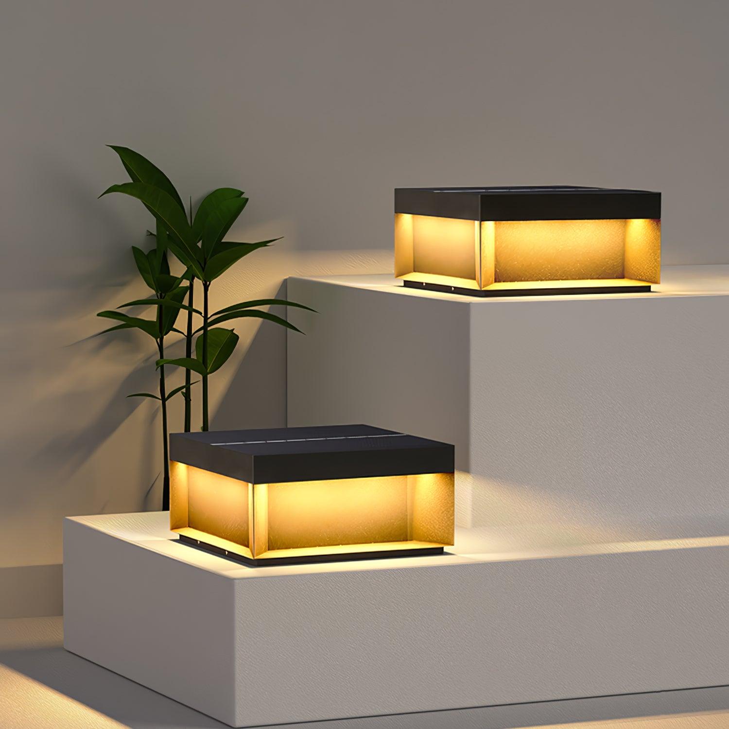 Matte Black Frame Solar Outdoor Post Light