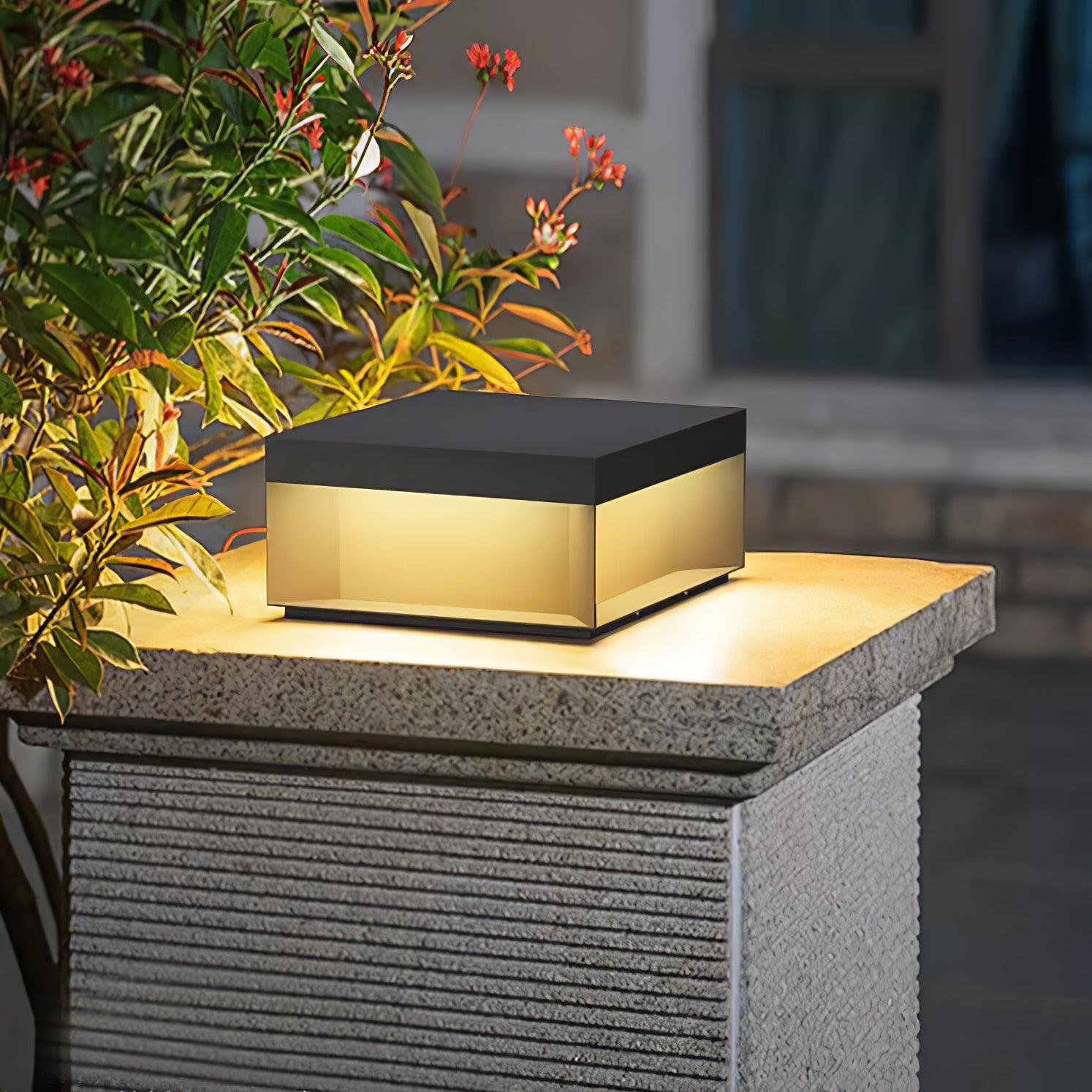 Matte Black Frame Solar Outdoor Post Light