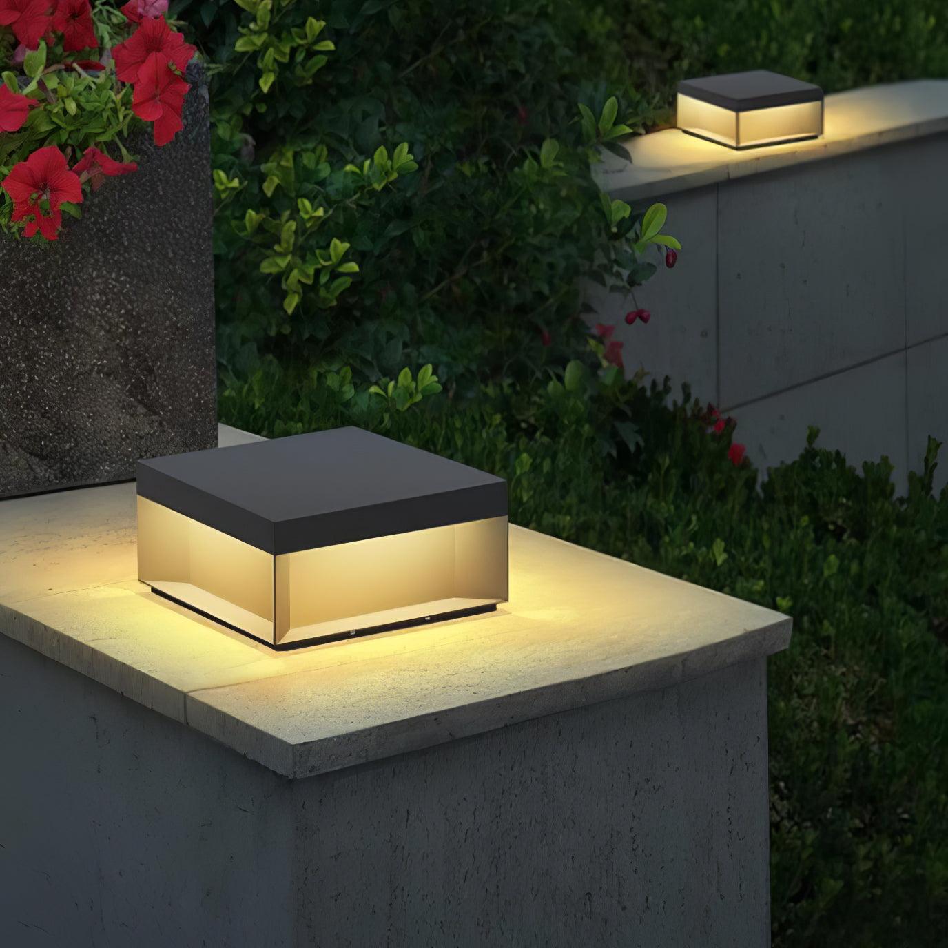 Matte Black Frame Solar Outdoor Post Light