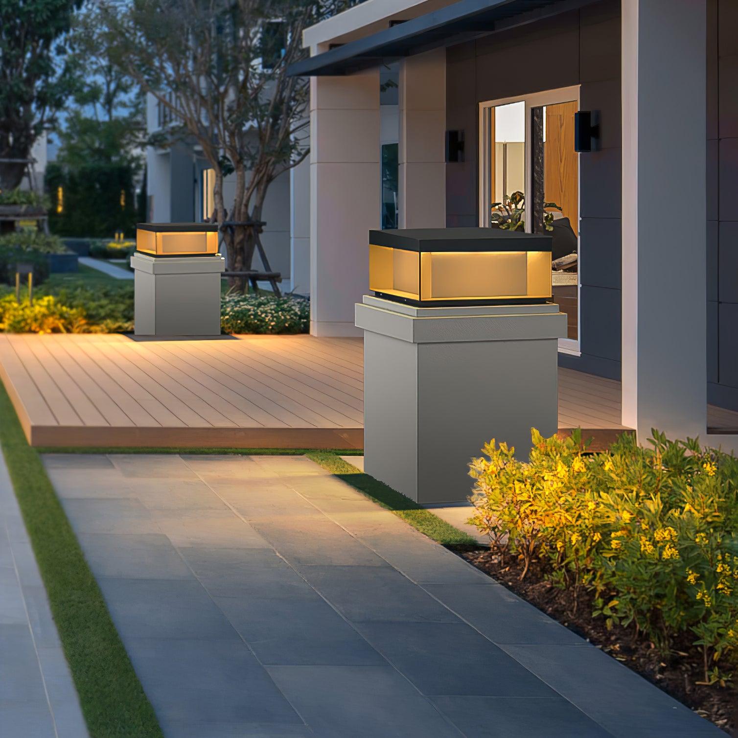 Matte Black Frame Solar Outdoor Post Light