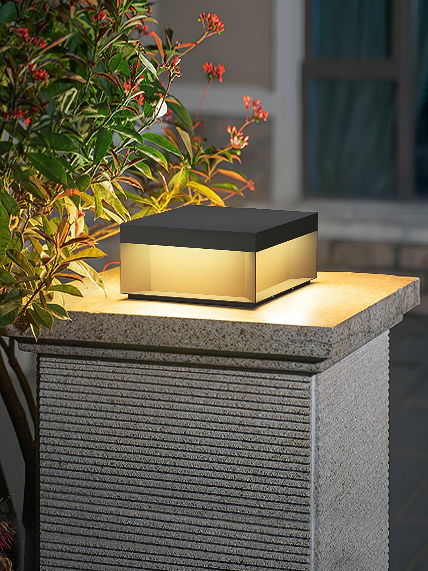 Matte Black Frame Solar Outdoor Post Light