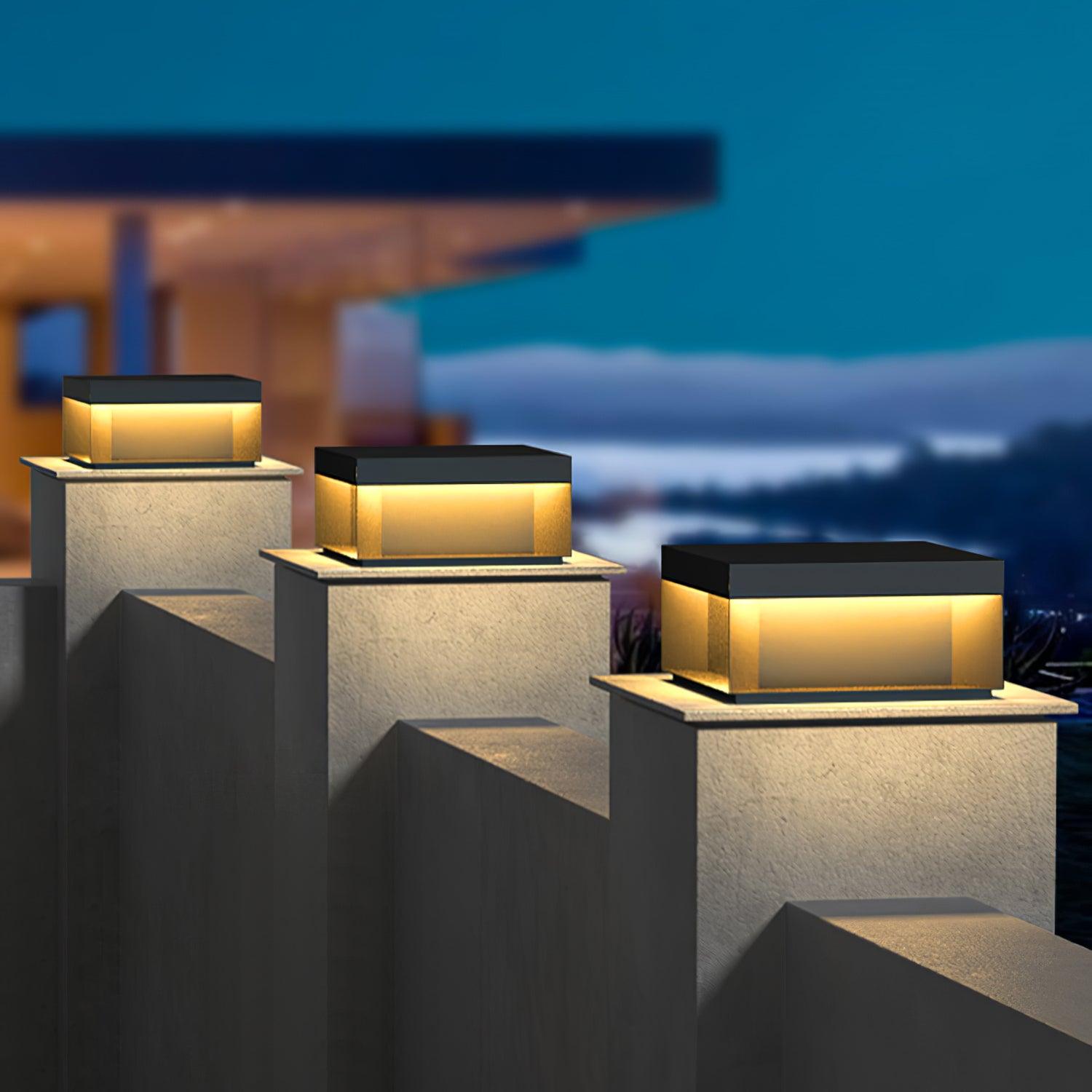 Matte Black Frame Solar Outdoor Post Light