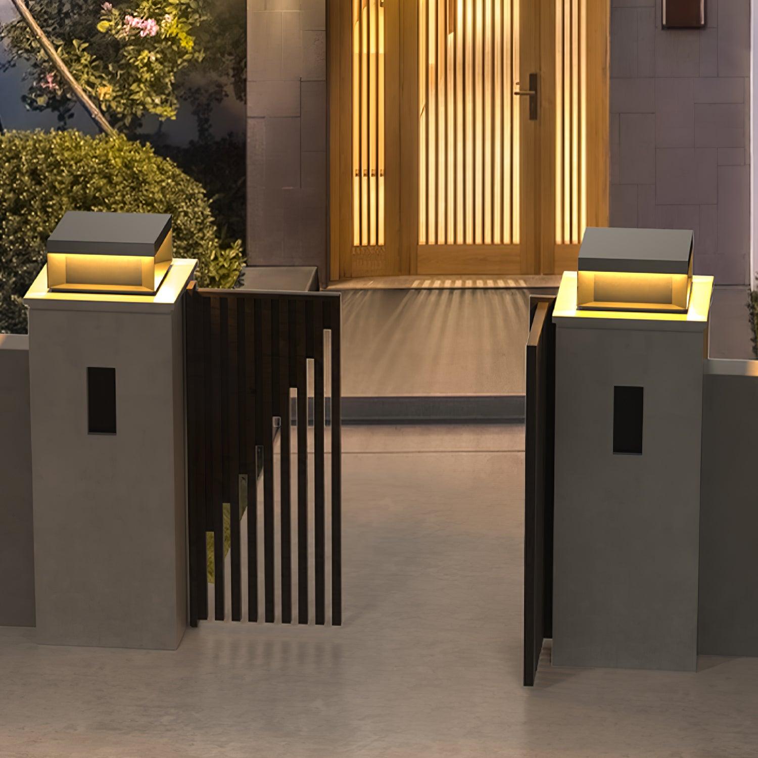 Matte Black Frame Solar Outdoor Post Light