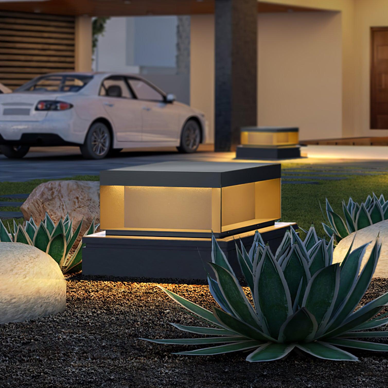 Matte Black Frame Solar Outdoor Post Light