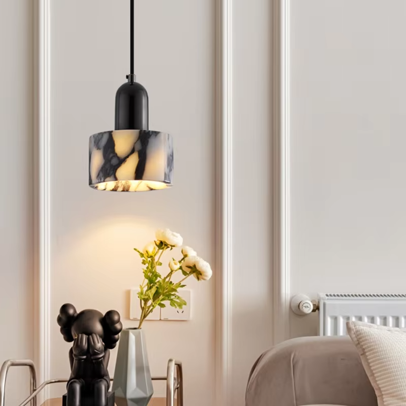 Sleek Black Marble Pendant Light | Timeless Design