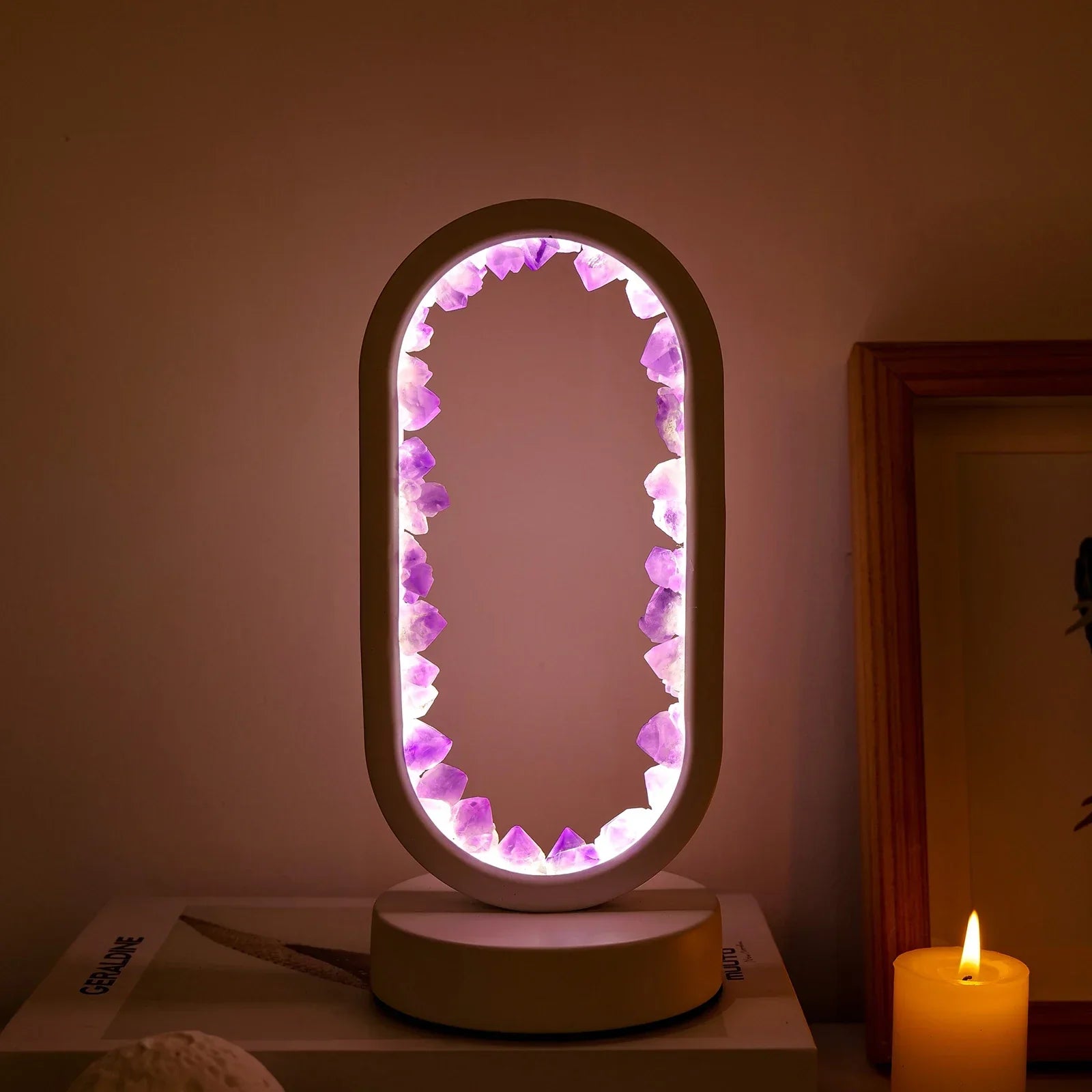 Natural Calming Amethyst Serenity Lamp | Bedside Relaxation Lamp