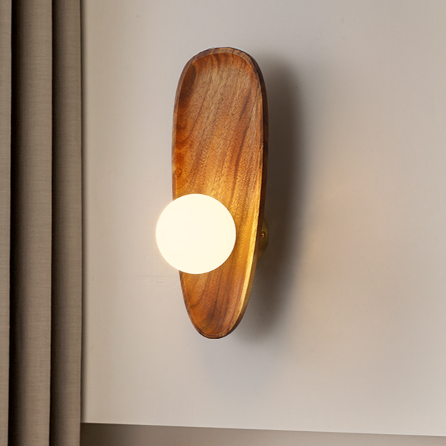 Wall Sconce in Solid Wood Base | Wall Mounted Lamp