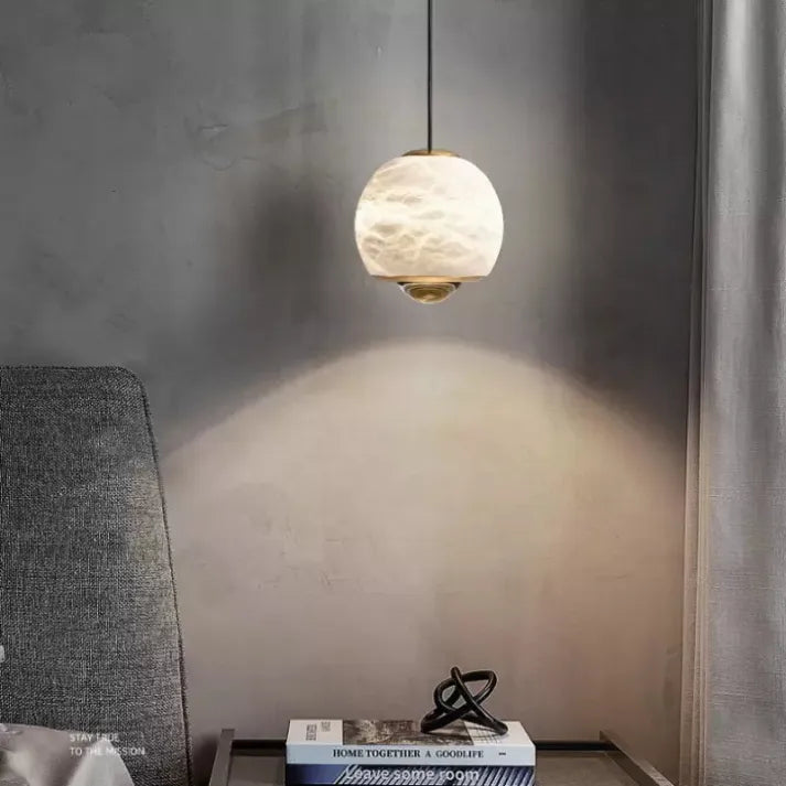 Marble Finish Globe Pendant Light | Nordic-Inspired Ceiling Lamp