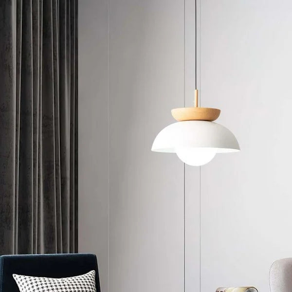 Semi-Wood Scandinavian Pendant Light | Minimalist Hanging Fixture