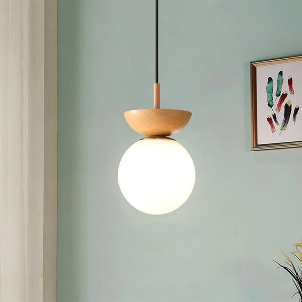 Semi-Wood Scandinavian Pendant Light | Minimalist Hanging Fixture