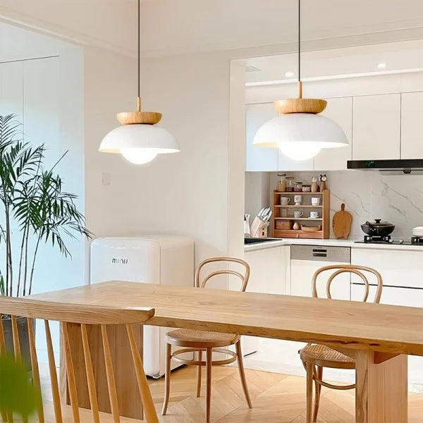 Semi-Wood Scandinavian Pendant Light | Minimalist Hanging Fixture