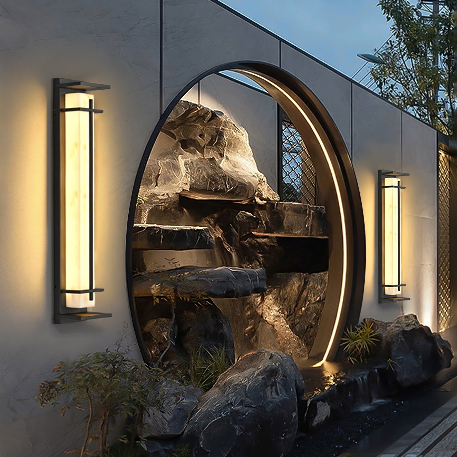 Geometric Stainless Steel Outdoor Wall Lamp With LED Light Bar