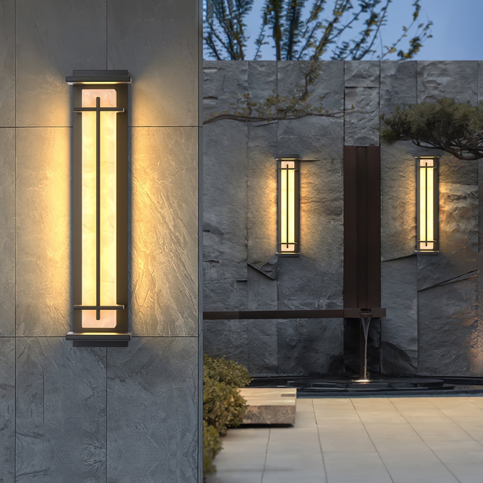 Geometric Stainless Steel Outdoor Wall Lamp With LED Light Bar