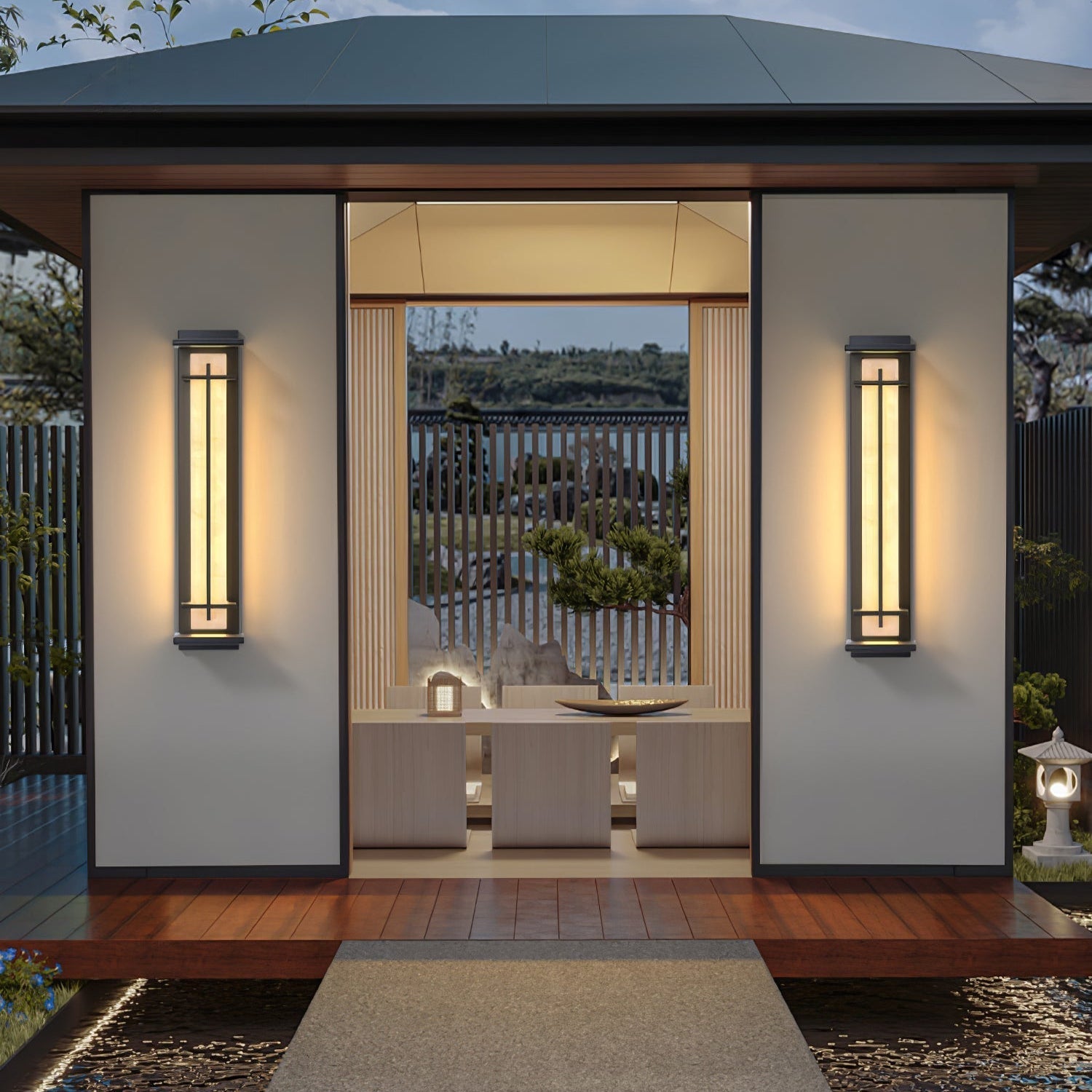 Geometric Stainless Steel Outdoor Wall Lamp With LED Light Bar