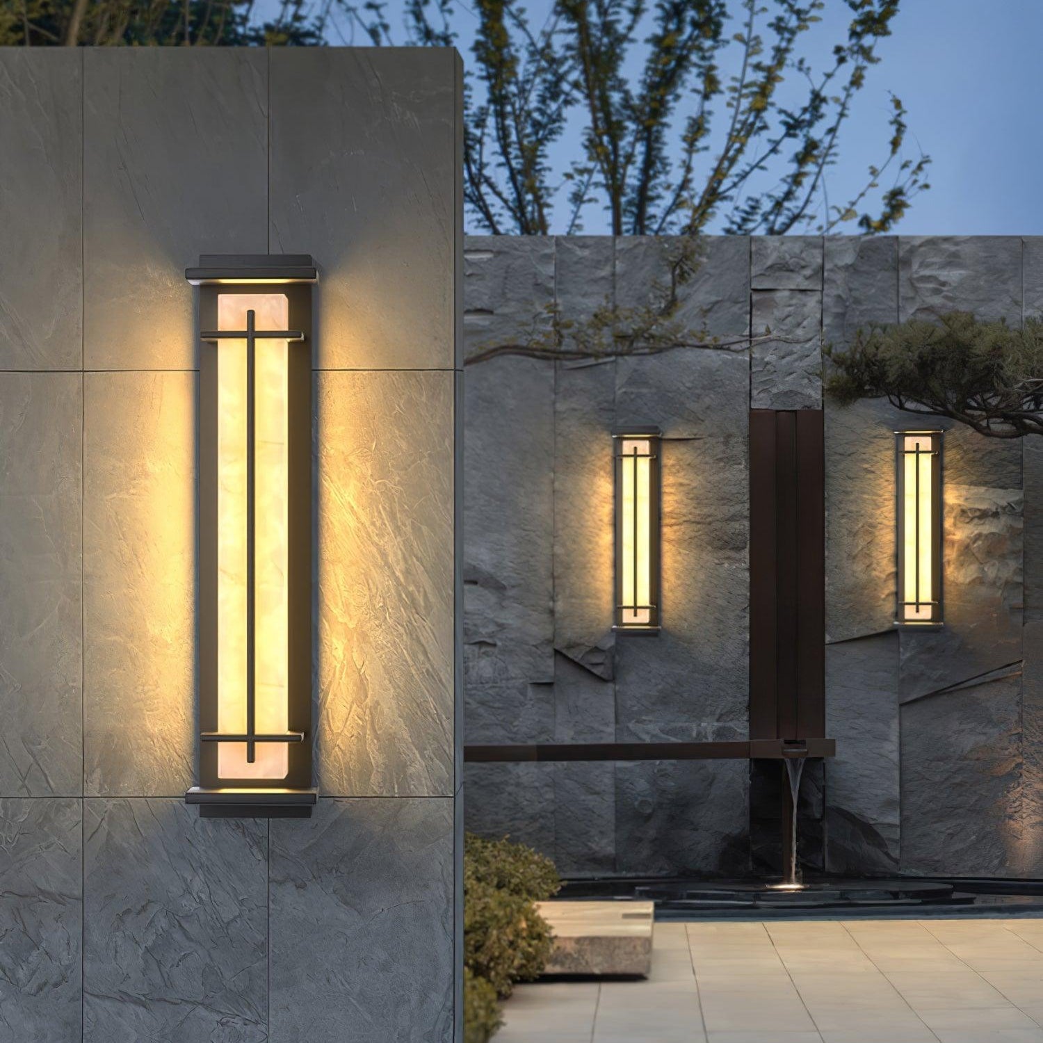 Geometric Stainless Steel Outdoor Wall Lamp With LED Light Bar