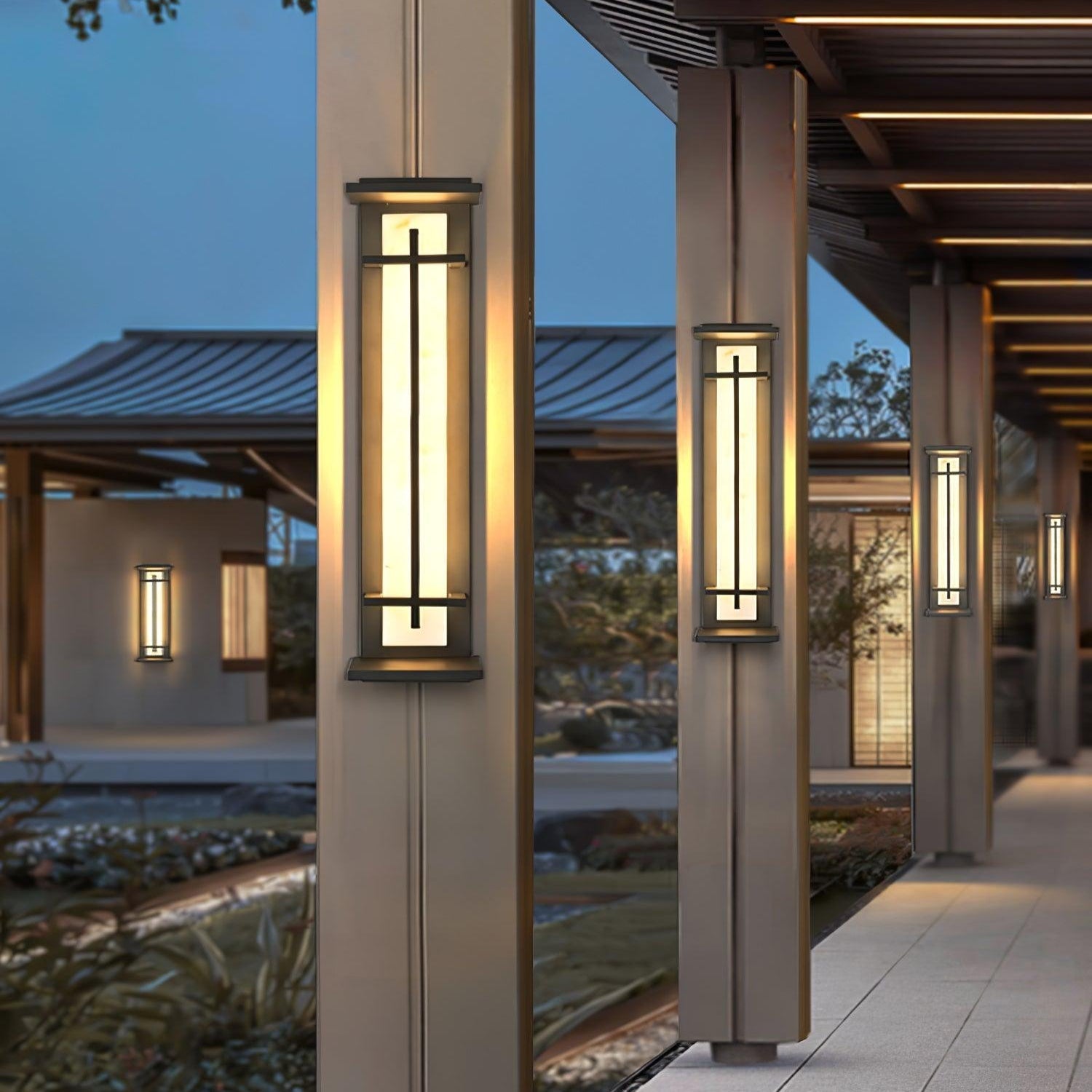 Geometric Stainless Steel Outdoor Wall Lamp With LED Light Bar