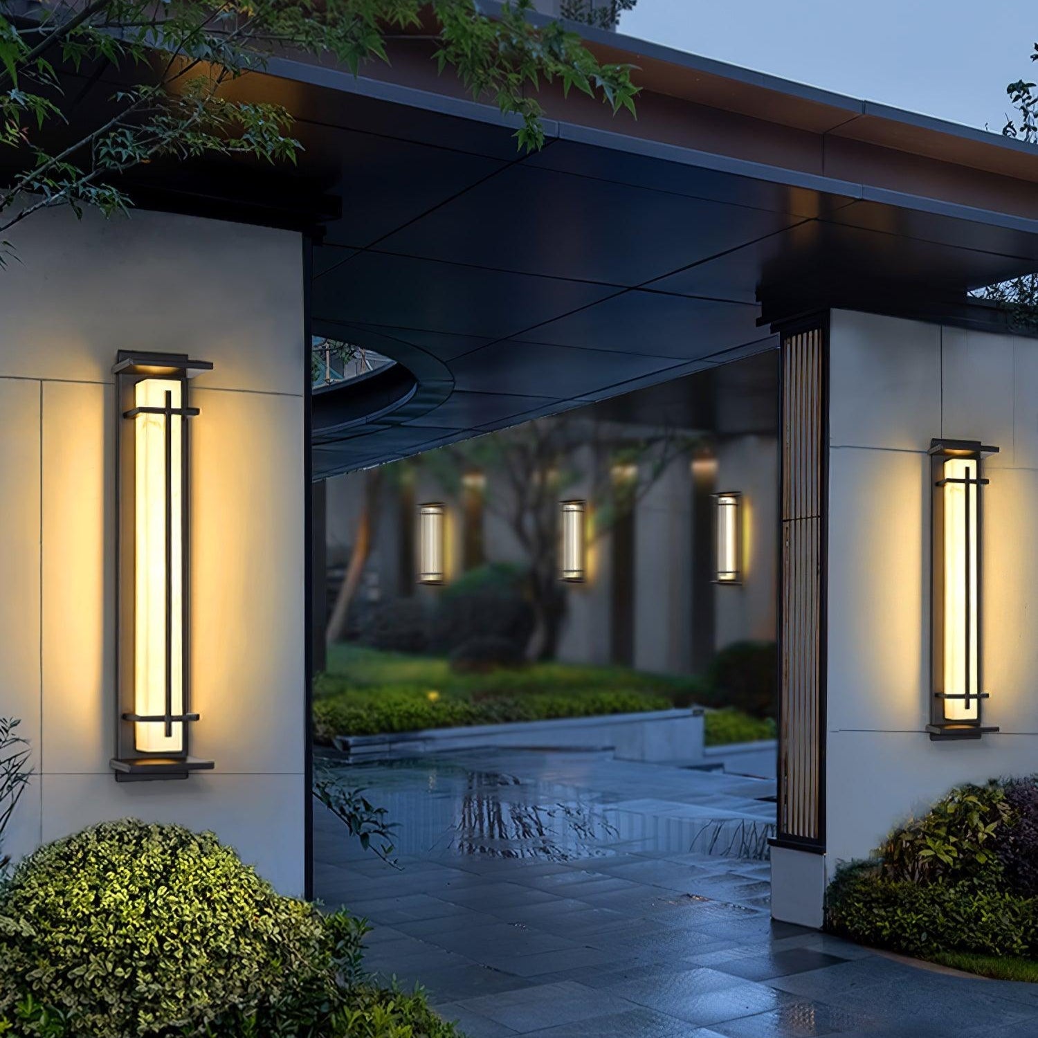 Geometric Stainless Steel Outdoor Wall Lamp With LED Light Bar