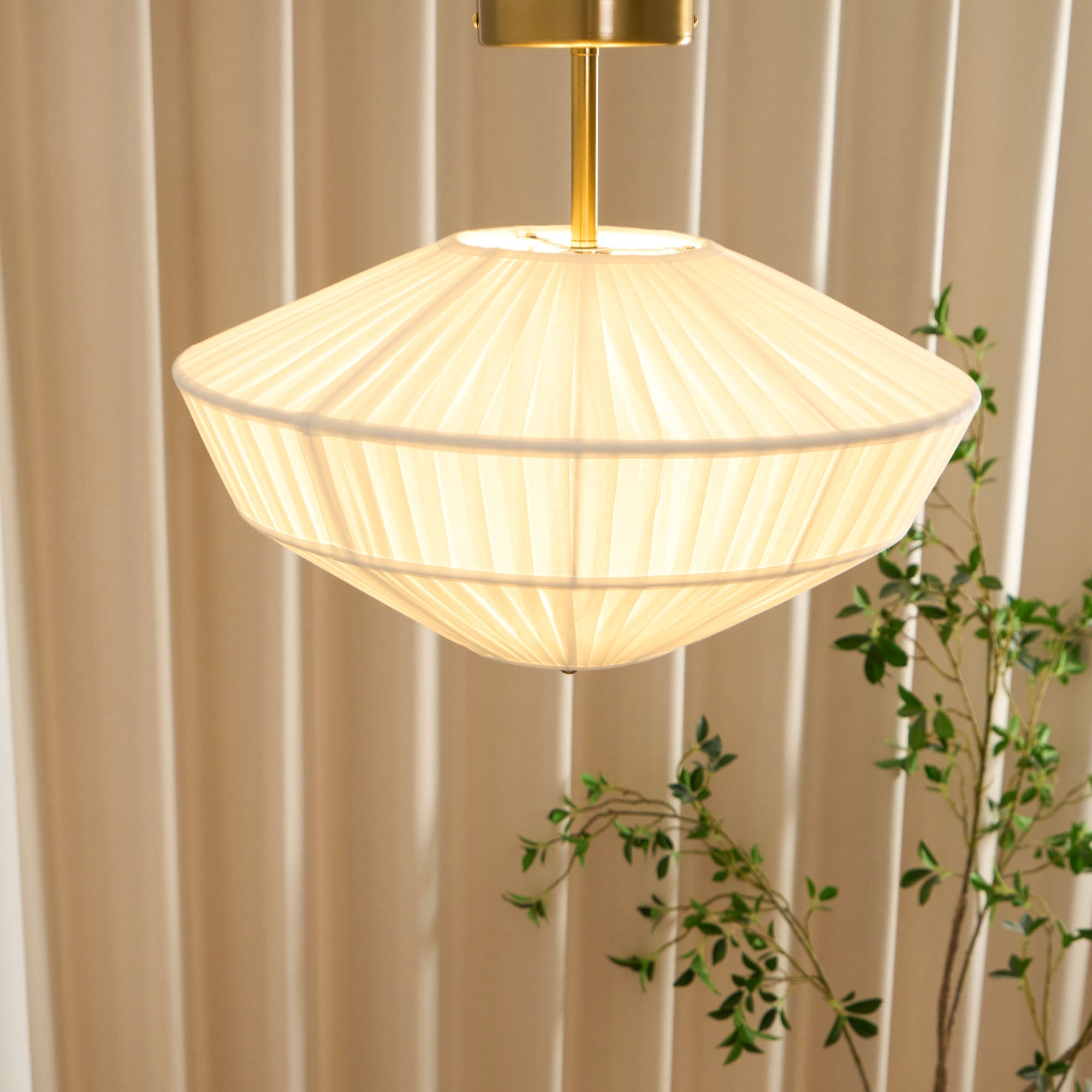 Ivory White Fabric Shade Ceiling Light – Flush Mount with Iron Base