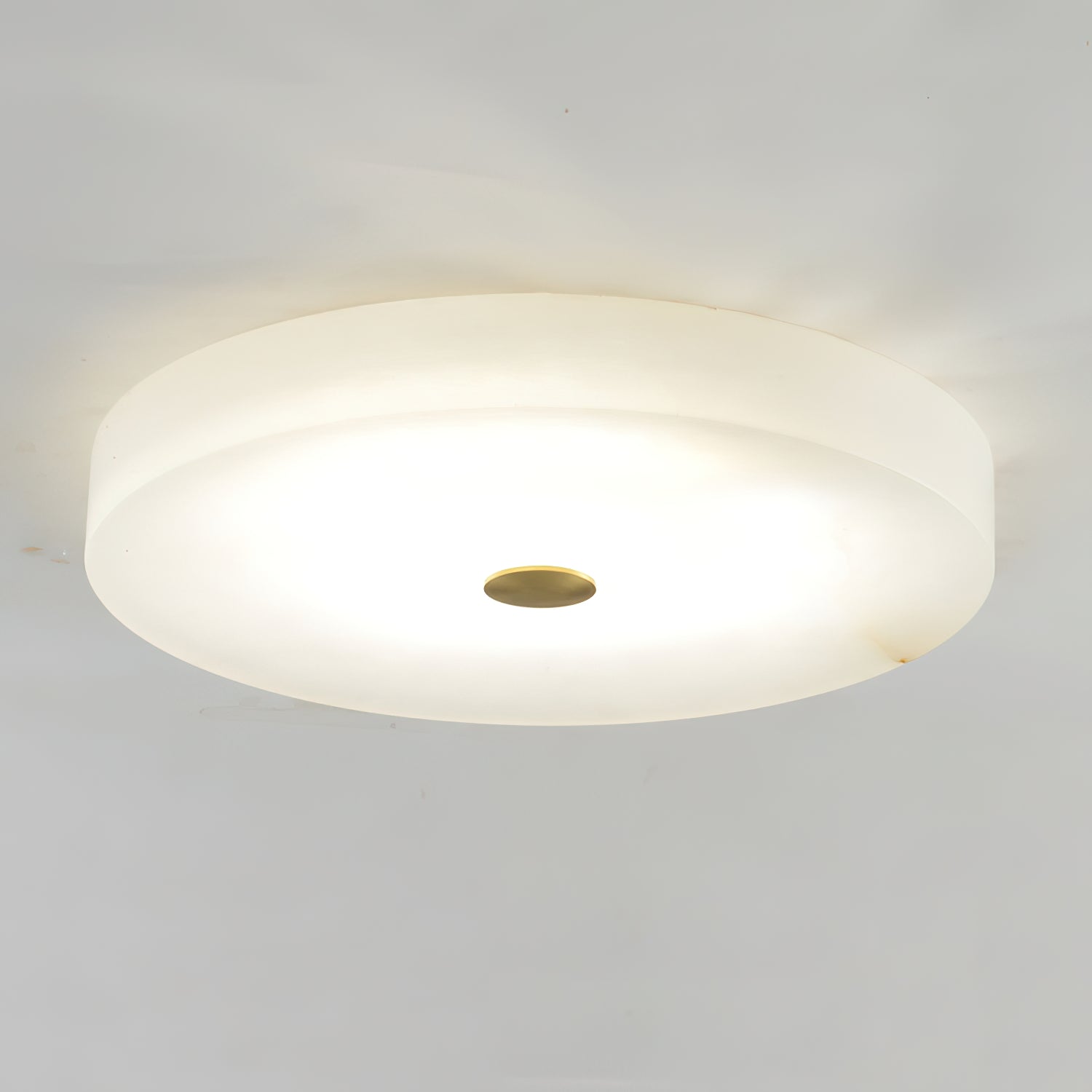 Alabaster Stone Ceiling Lamp – Warm Glow with Brass Accents