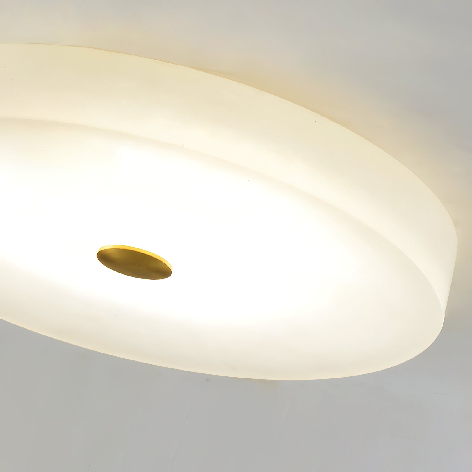 Alabaster Stone Ceiling Lamp – Warm Glow with Brass Accents