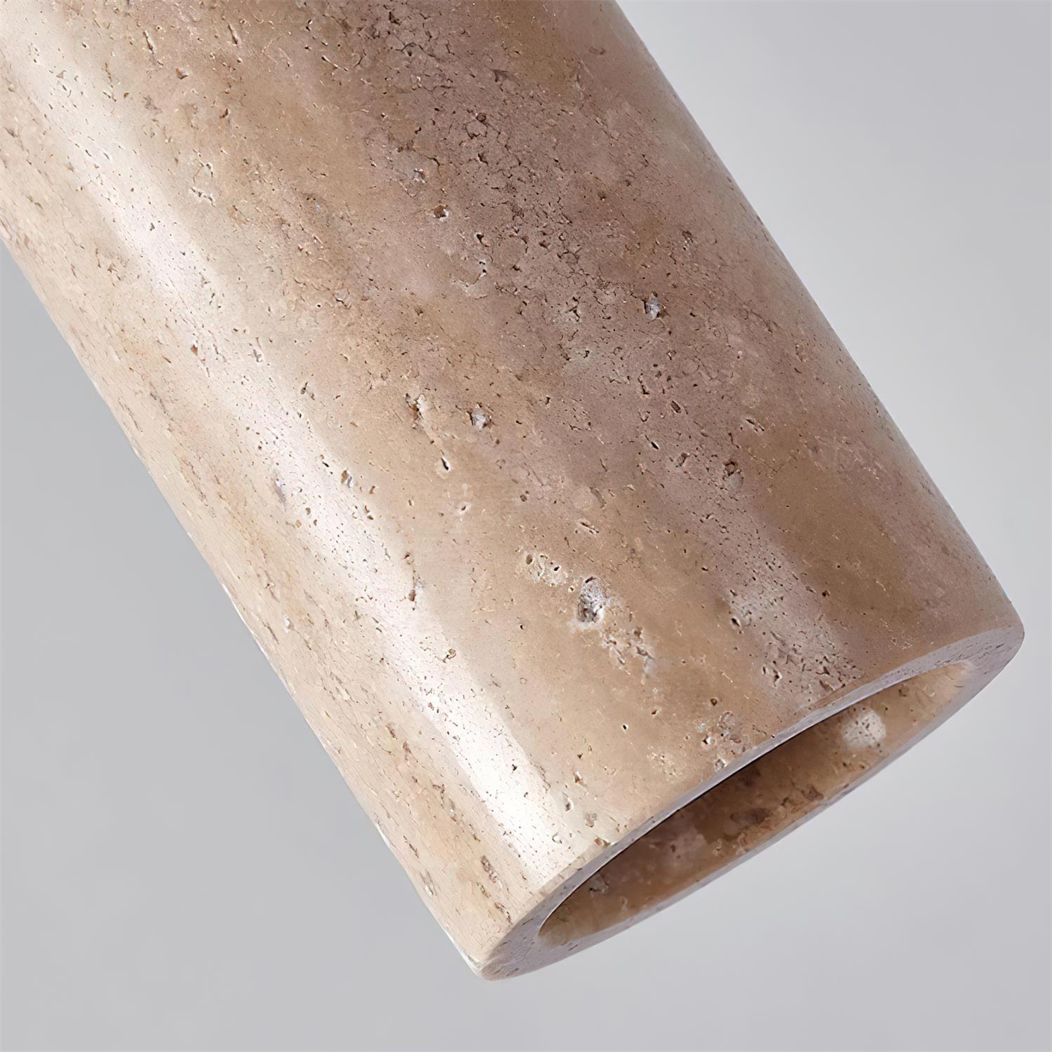 Stylish Wood & Travertine Ceiling Pendant – Adjustable Hanging Light