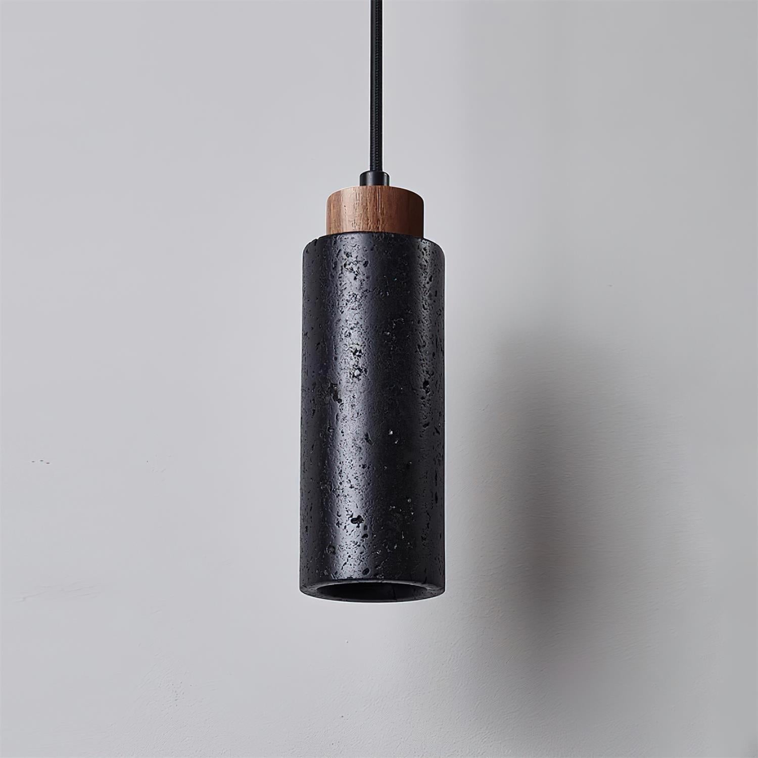 Stylish Wood & Travertine Ceiling Pendant – Adjustable Hanging Light