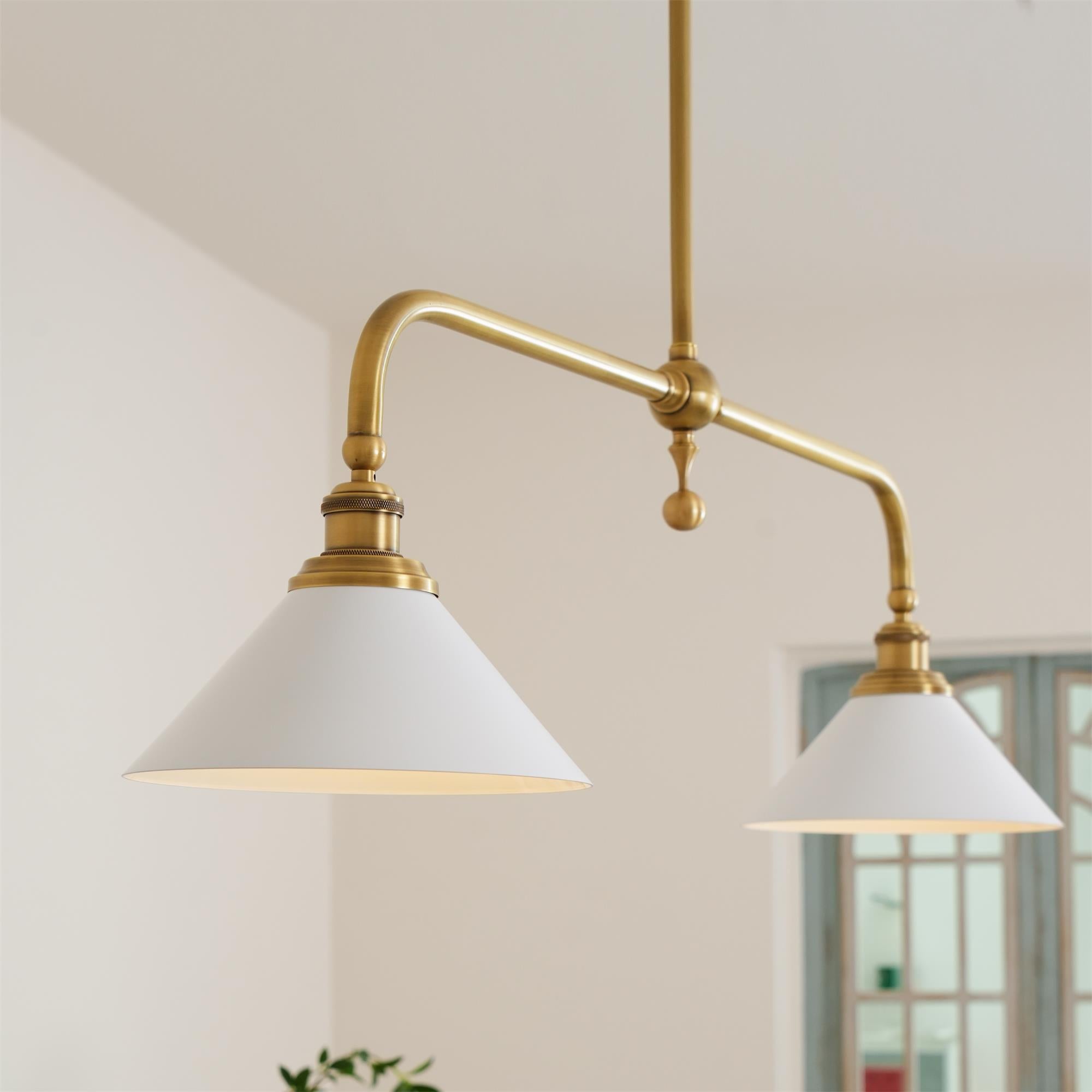 Double Head Pendant Lamp - Ceramic Shade Lighting Fixture