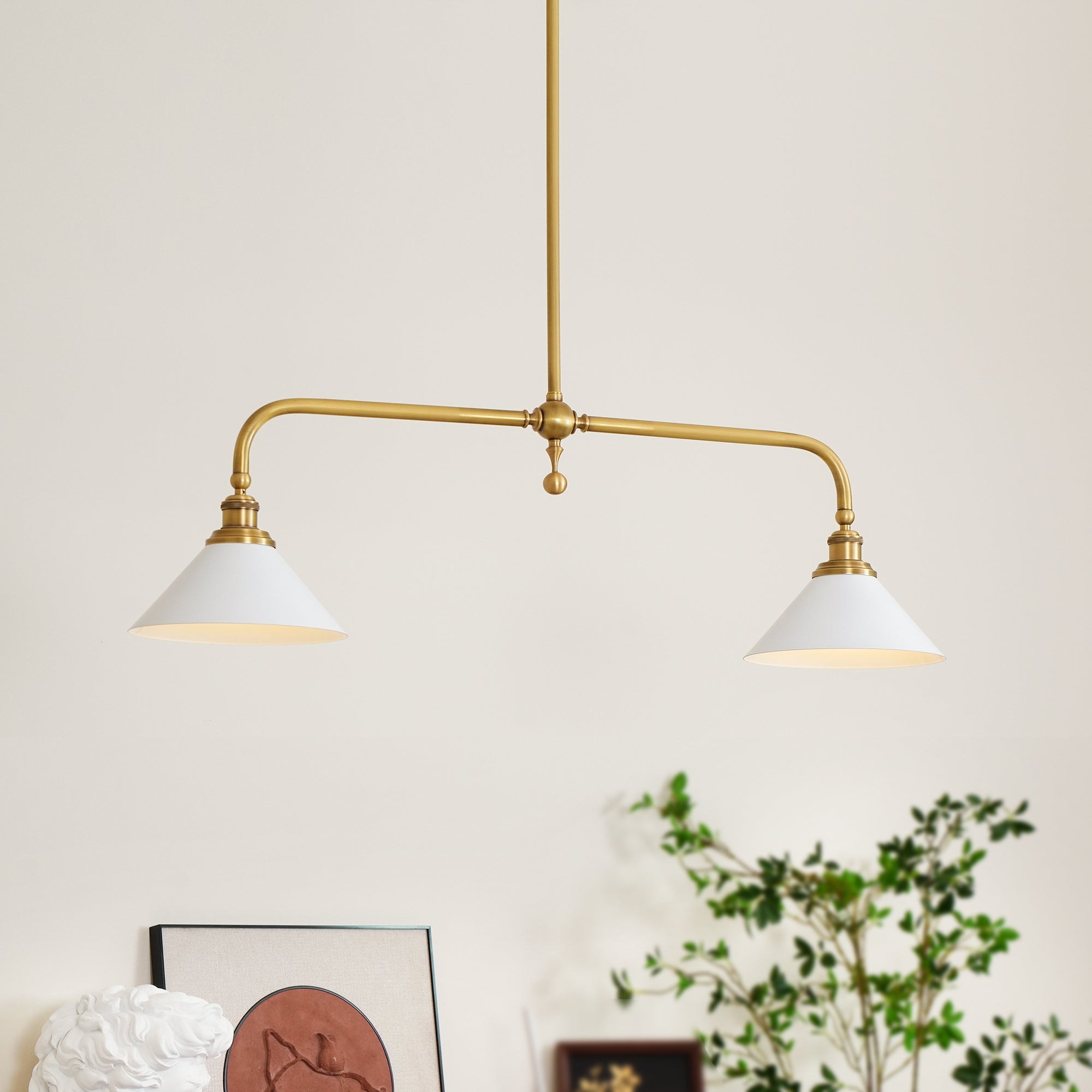 Double Head Pendant Lamp - Ceramic Shade Lighting Fixture