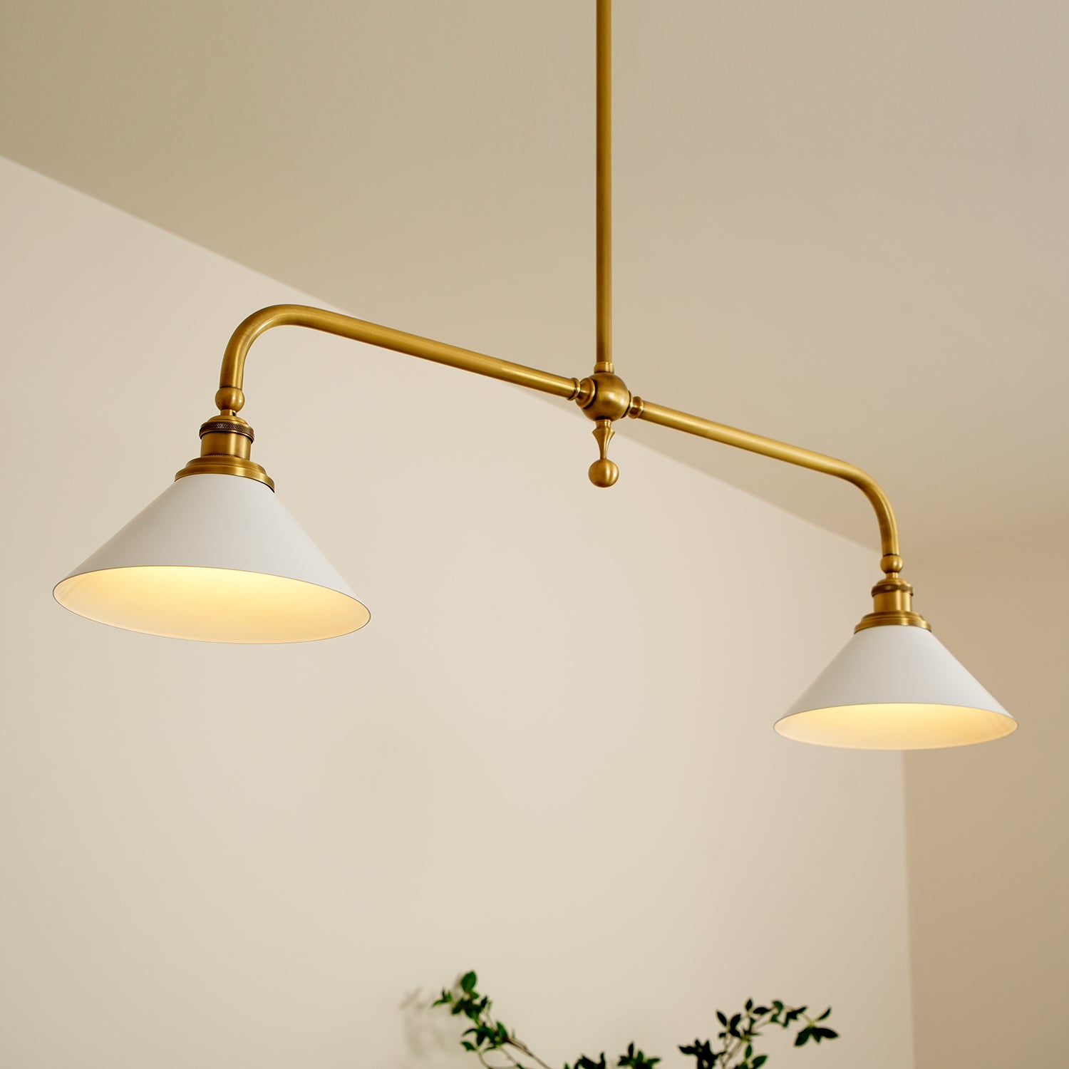 Double Head Pendant Lamp - Ceramic Shade Lighting Fixture