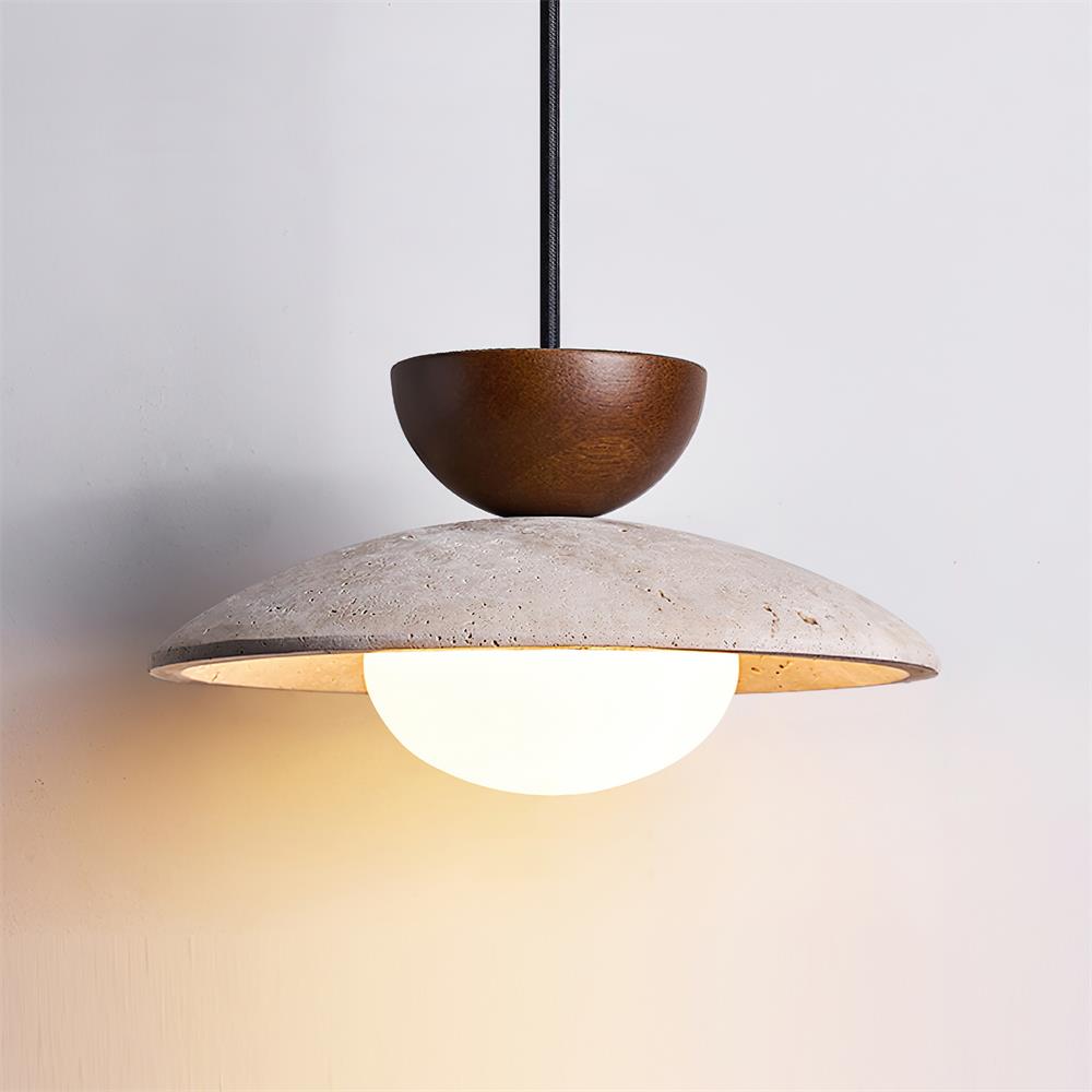Natural Travertine Stone Pendant Light – Minimalist Ceiling Light