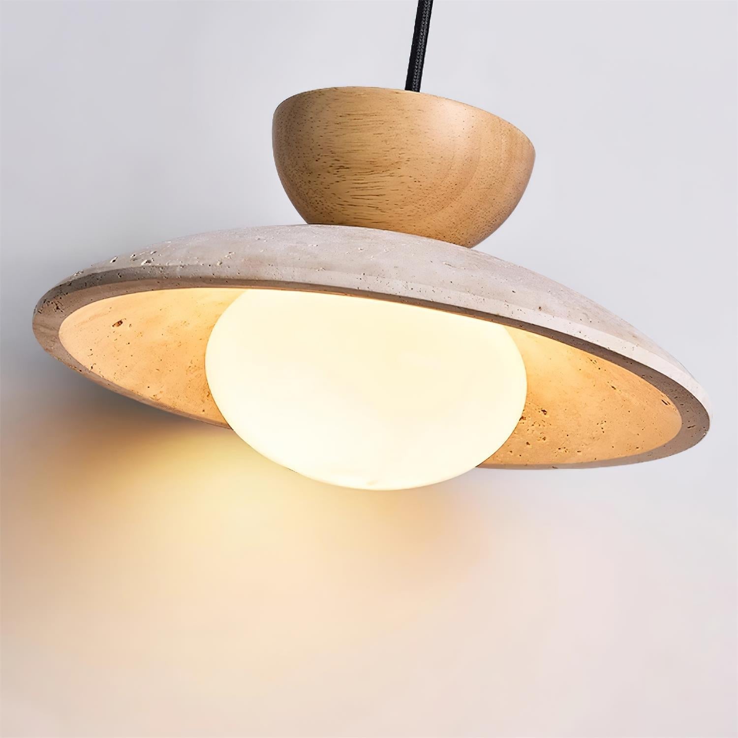 Natural Travertine Stone Pendant Light – Minimalist Ceiling Light