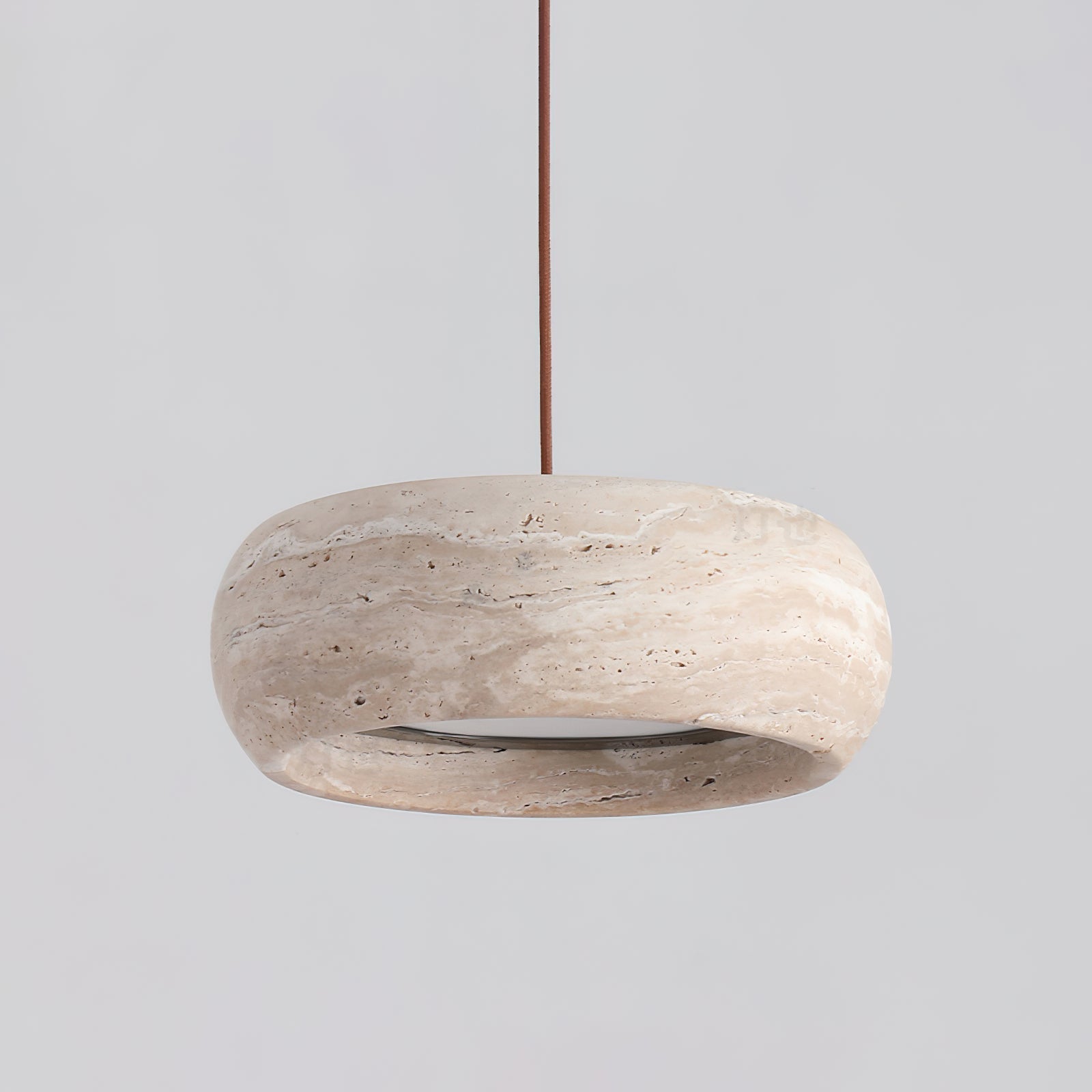 Modern Travertine Pendant Lamp – Donut-Shaped Ceiling Light
