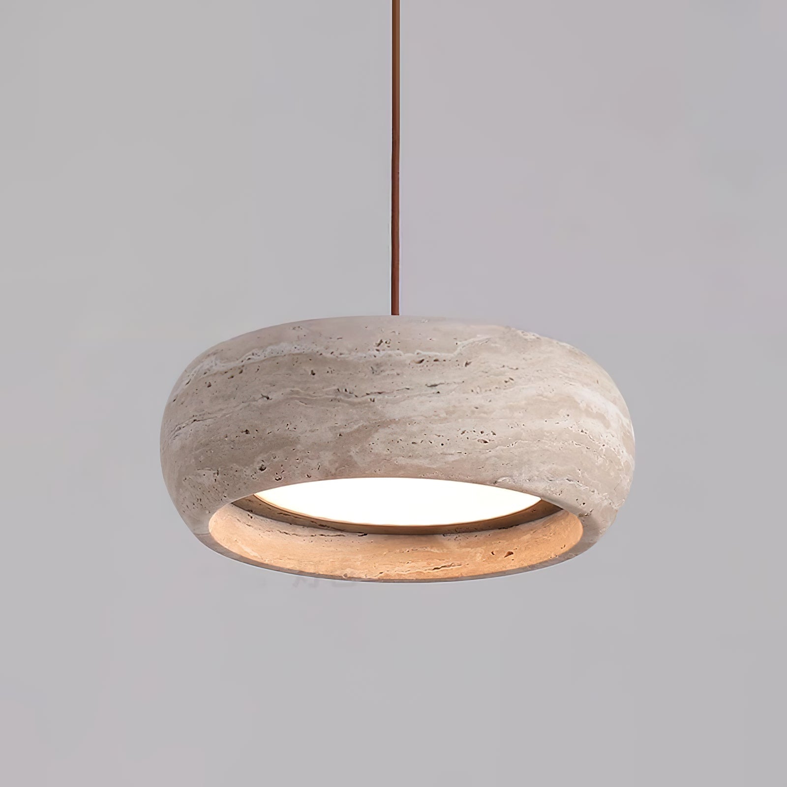 Modern Travertine Pendant Lamp – Donut-Shaped Ceiling Light
