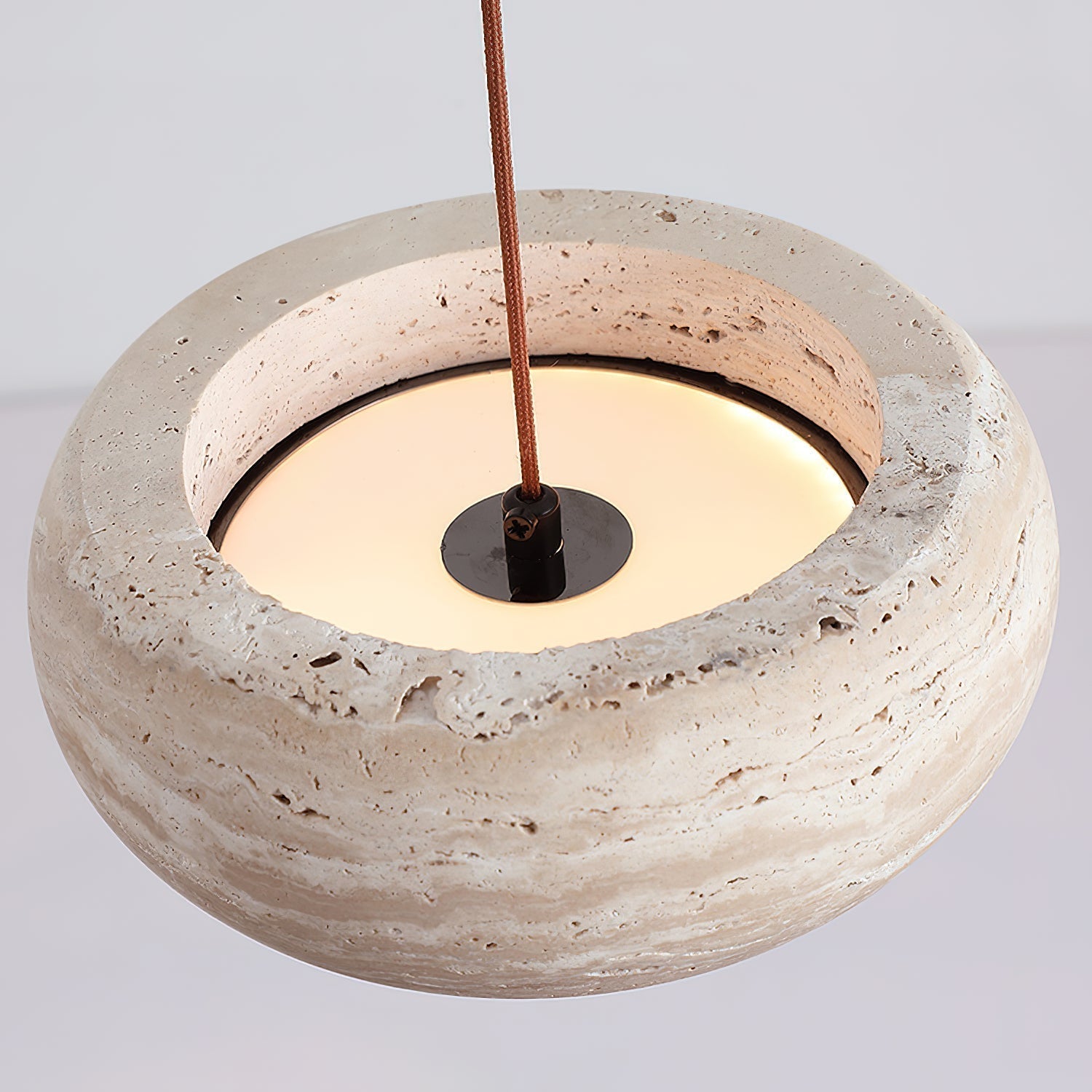 Modern Travertine Pendant Lamp – Donut-Shaped Ceiling Light