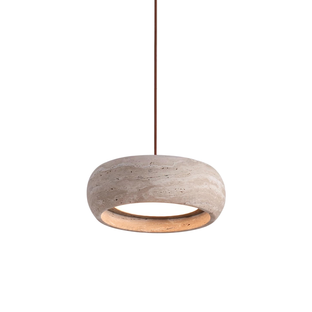 Modern Travertine Pendant Lamp – Donut-Shaped Ceiling Light
