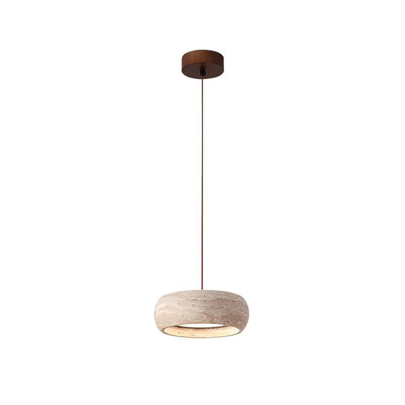 Modern Travertine Pendant Lamp – Donut-Shaped Ceiling Light