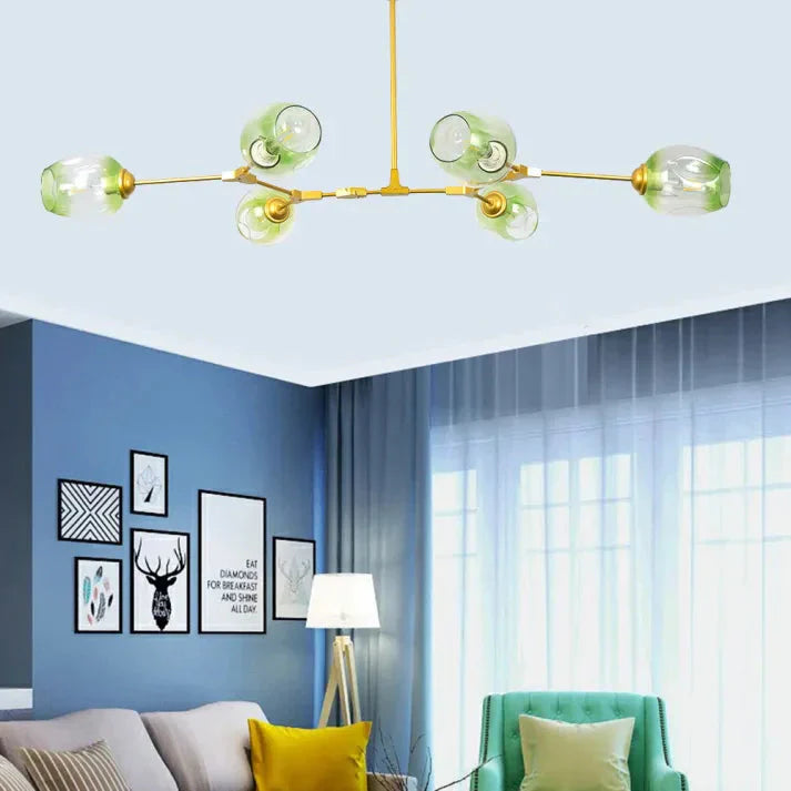 Modern Satellite-Shape Chandelier | Blown Glass Shades Ceiling Light Fixture