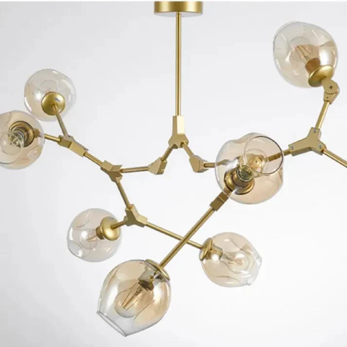 Modern Satellite-Shape Chandelier | Blown Glass Shades Ceiling Light Fixture