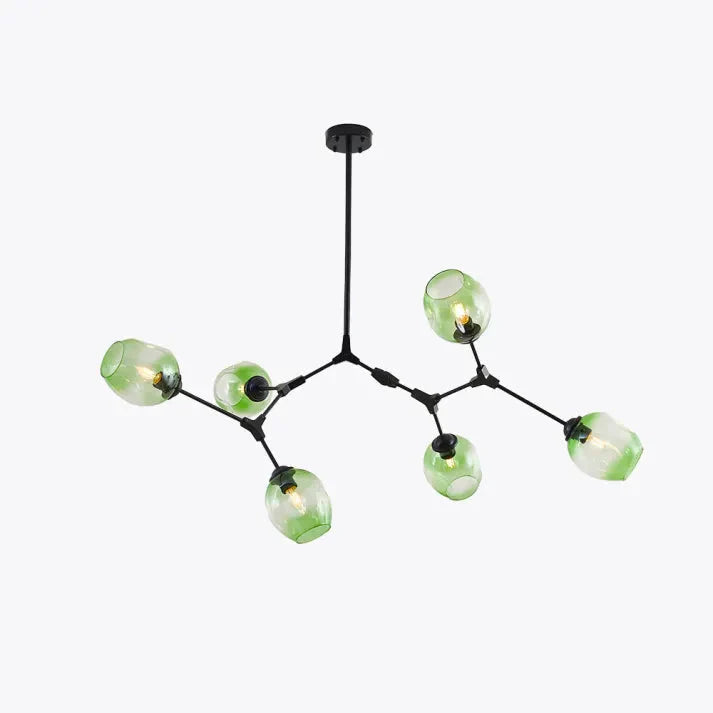 Modern Satellite-Shape Chandelier | Blown Glass Shades Ceiling Light Fixture