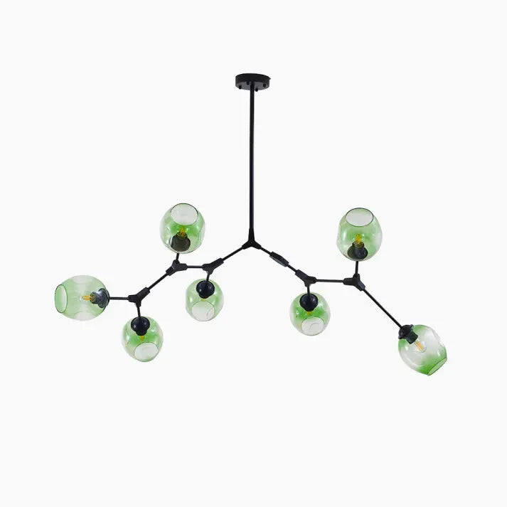 Modern Satellite-Shape Chandelier | Blown Glass Shades Ceiling Light Fixture