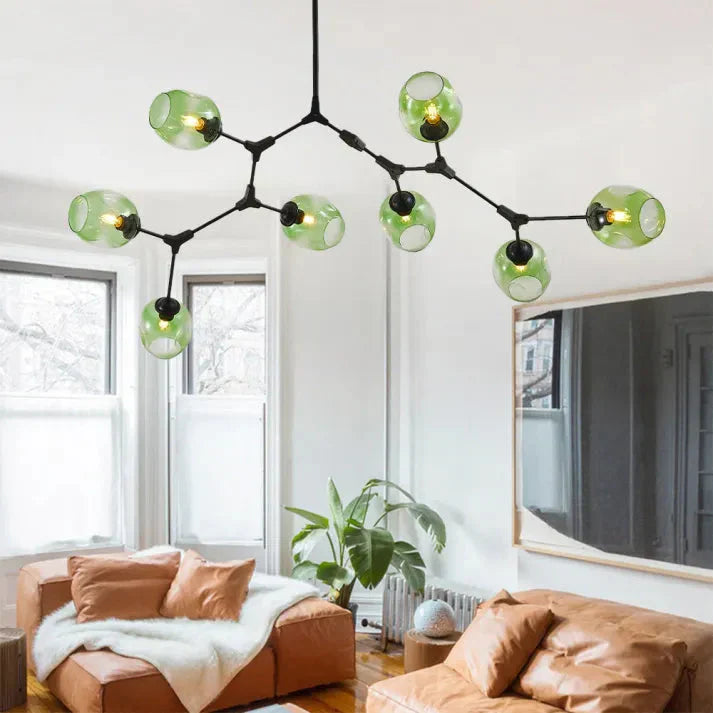 Modern Satellite-Shape Chandelier | Blown Glass Shades Ceiling Light Fixture